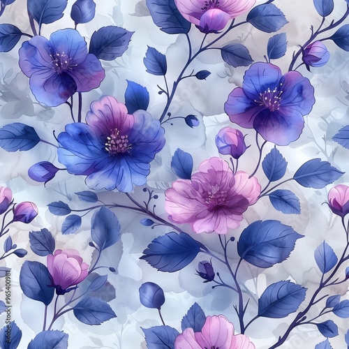 Abstract flower blooming design. Pattern with floral seamless. flower and plants in watercolor style