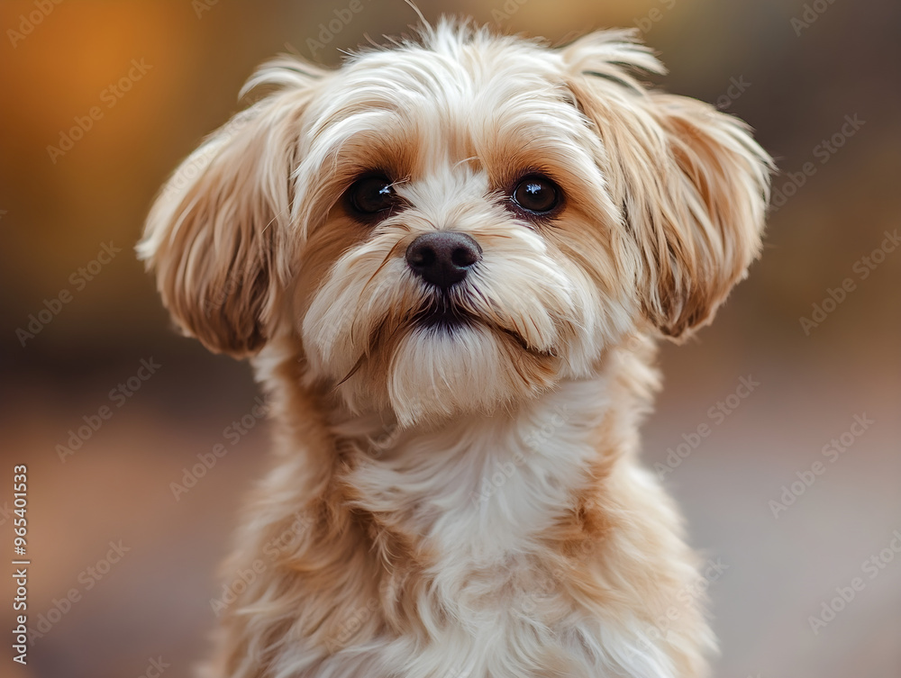 Cute Fluffy Dog with Cream and Light Brown Wavy Fur, Expressive Dark Eyes, Perky Ears, Soft-Focus Earthy Background, Joy and Companionship, Perfect for Pet-Themed Cute Fluffy Dog with Cream and Light Brown Wavy Fur, Expressive Dark Eyes, Perky Ears, Soft-Focus Earthy Background, Joy and Companionship, Perfect for Pet-Themed