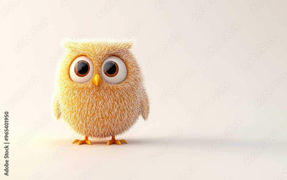 Adorable fluffy owl with big eyes standing on a light background. Cute and cartoon-like, perfect for children's themes and playful designs. Adorable fluffy owl with big eyes standing on a light background. Cute and cartoon-like, perfect for children's themes and playful designs.
