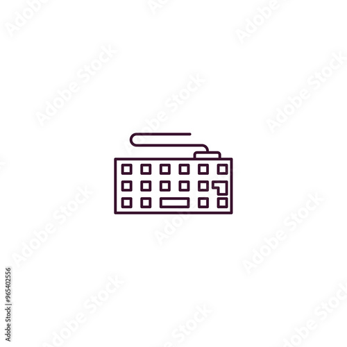 keyboard with cable outline icon. Linear vector from computer concept. Thin line keyboard with cable icon isolated on white background