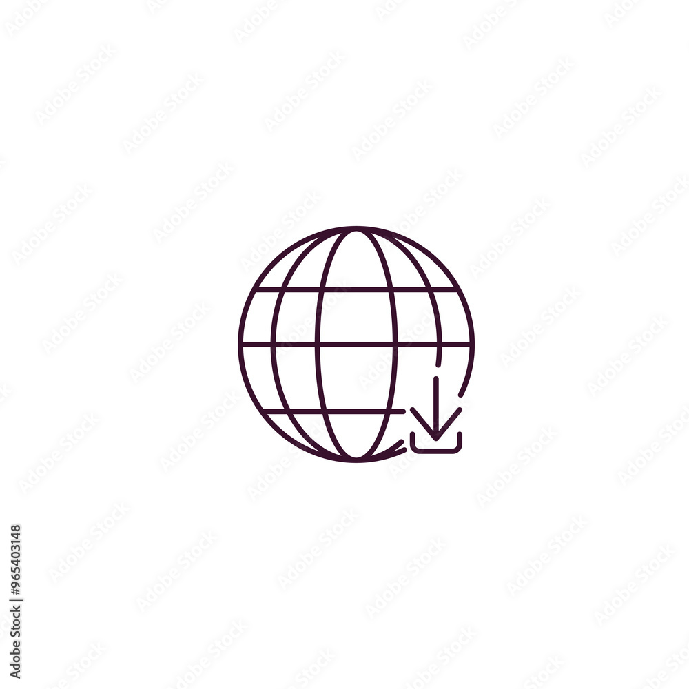 download from the net outline icon. Linear vector from computer concept. Thin line download from the net icon isolated on white background