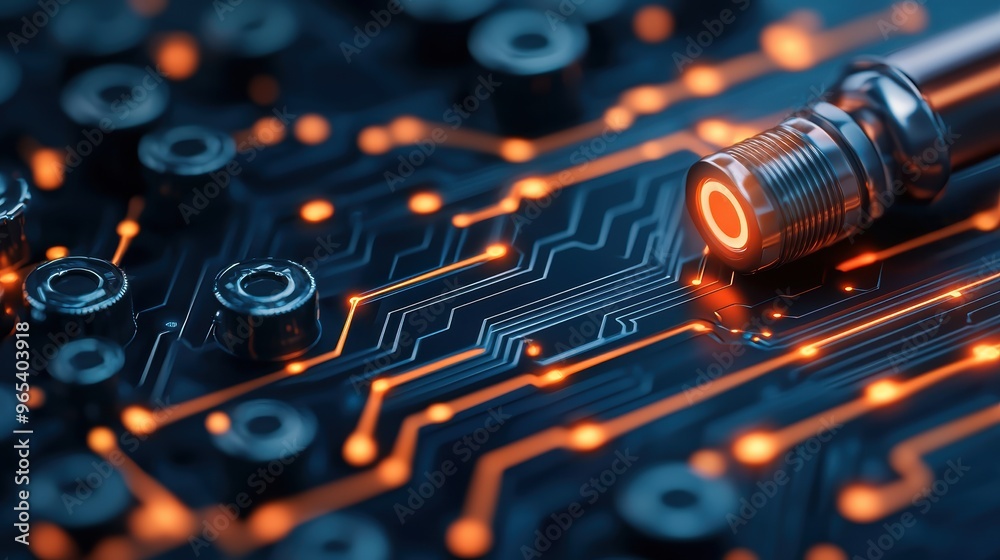 Fototapeta premium Futuristic Holographic Oil Production Interface with Dark Tech Background -