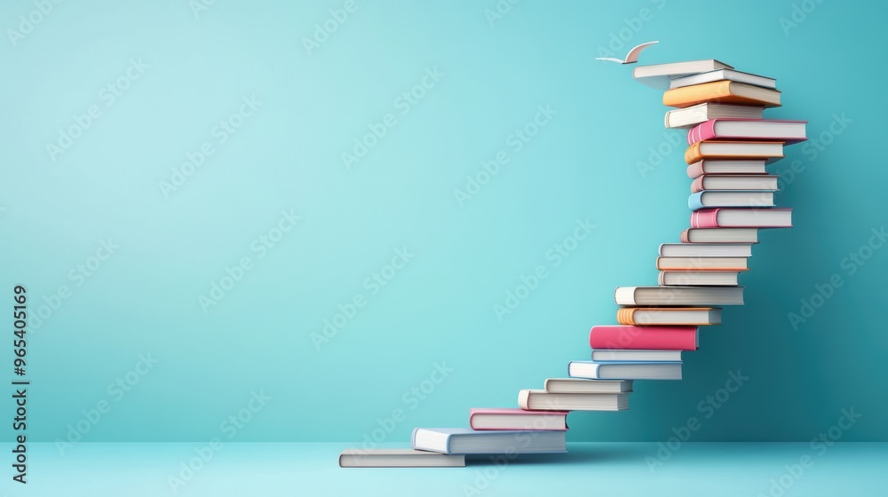 A stack of books with each book representing a stage of learning ...