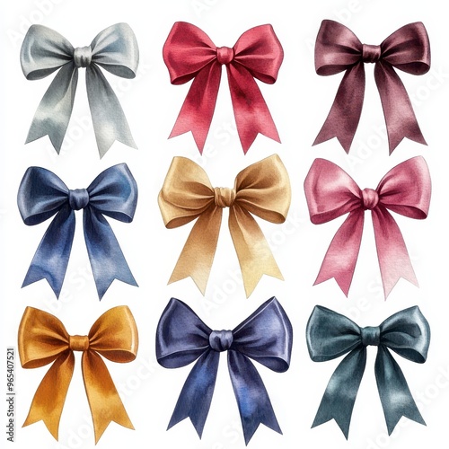 Wallpaper Mural A collection of elegant satin bows in various colors, perfect for decorations, gifts, or crafting. Torontodigital.ca