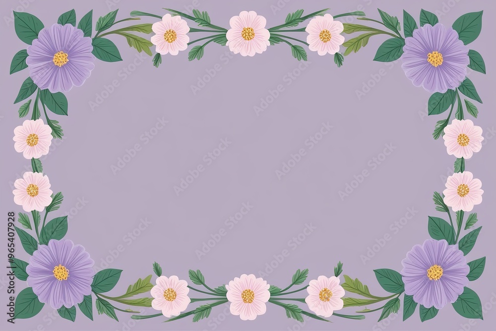 Pastel Lavender Floral Garden Border Illustration for Invitations and Cards Pastel Lavender Floral Garden Border Illustration for Invitations and Cards