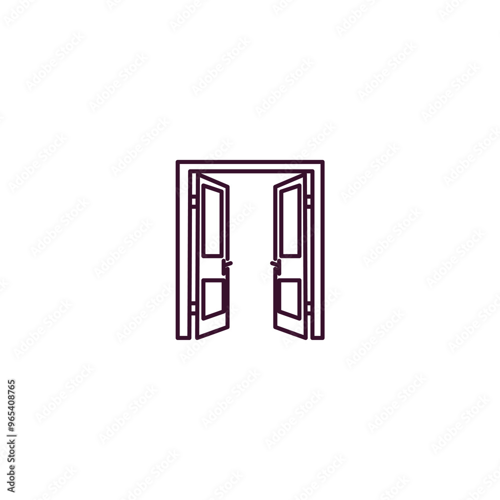 doors open outline icon. Linear vector from construction concept. Thin line doors open icon isolated on white background doors open outline icon. Linear vector from construction concept. Thin line doors open icon isolated on white background