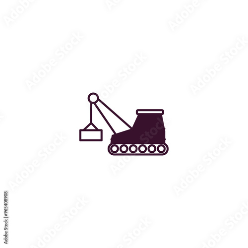 derrick with box  outline icon. Linear vector from construction concept. Thin line derrick with box  icon isolated on white background