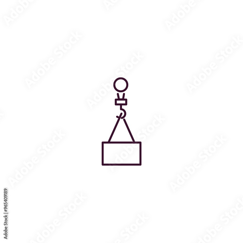 derrick with load  outline icon. Linear vector from construction concept. Thin line derrick with load  icon isolated on white background