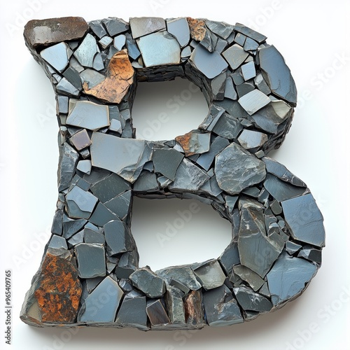 The Letter B Constructed from Gray and Brown Stones photo