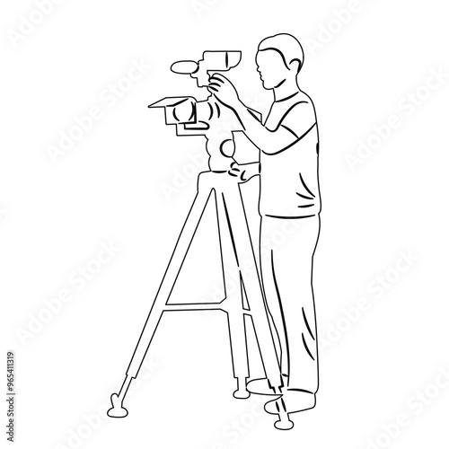 sketch video camera on white background vector