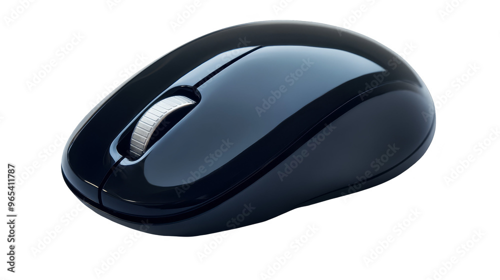 Black Computer Mouse with Silver Scroll Wheel on Abstract Background Black Computer Mouse with Silver Scroll Wheel on Abstract Background