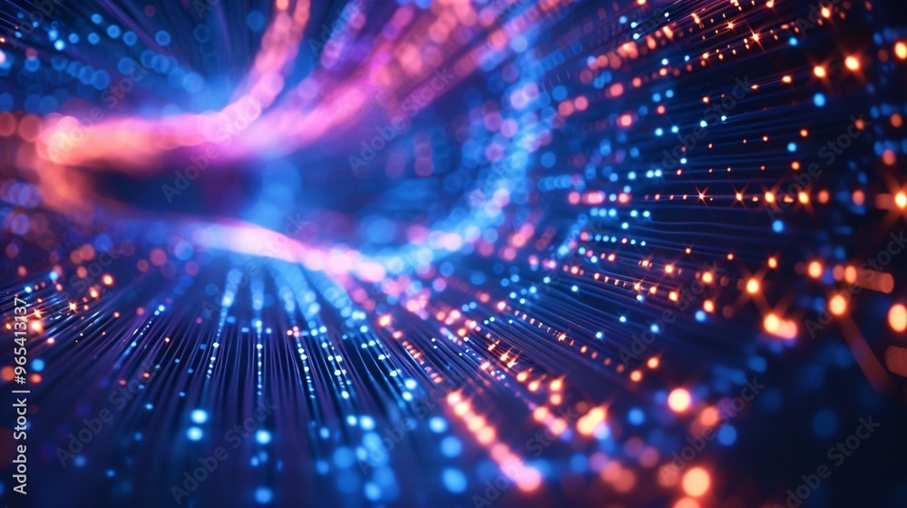 Fototapeta premium 57. Abstract digital background showing high-speed data fiber transfer, with light beams and dynamic wave patterns