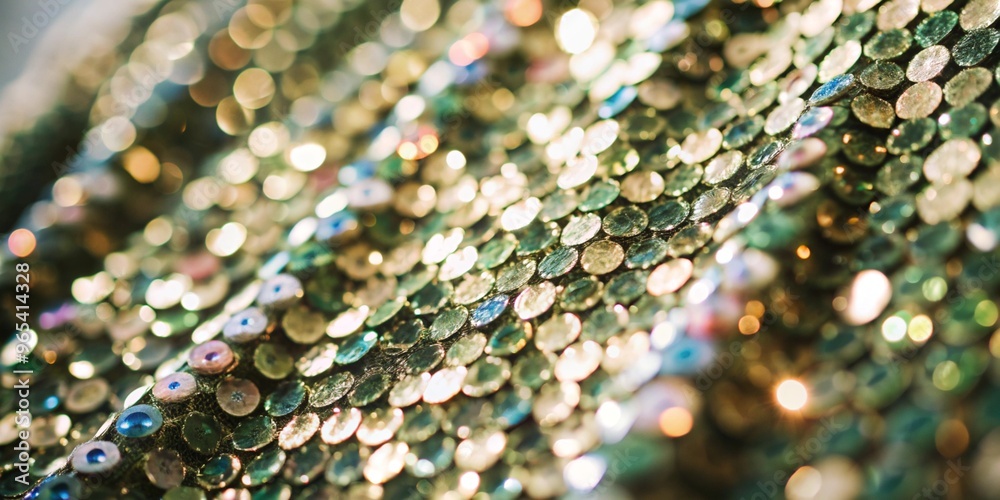 A Stunning Sparkling Green Sequin Textile Featuring Vibrant Colorful Reflections A Stunning Sparkling Green Sequin Textile Featuring Vibrant Colorful Reflections