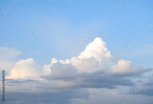 Clear blue sky with a single, fluffy white cloud drifting across it