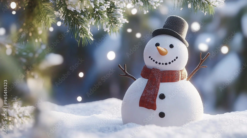 Fototapeta premium Christmas Snowman Clipart Background