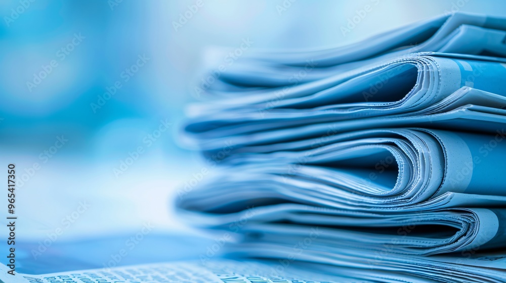 127. Close-up of several newspapers stacked on top of each other, with a blurred backdrop to emphasize the detail and depth of the paper texture 127. Close-up of several newspapers stacked on top of each other, with a blurred backdrop to emphasize the detail and depth of the paper texture