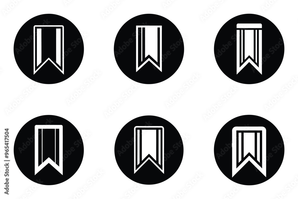 Vector style bookmark ribbon icon bundle set design Vector style bookmark ribbon icon bundle set design