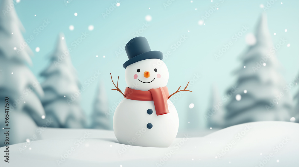 Fototapeta premium Christmas Snowman Clipart Background