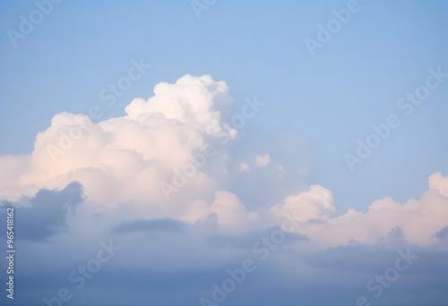 Clear blue sky with a single, fluffy white cloud drifting across it