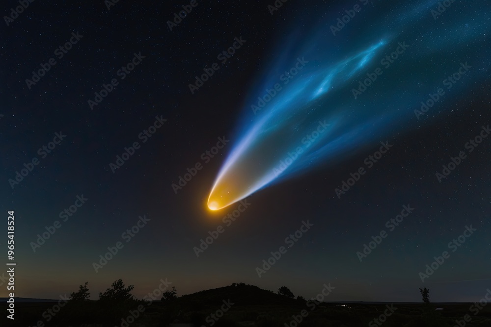 Spectacular Comet Moving Through Starry Night Sky in Stunning Cosmic ...