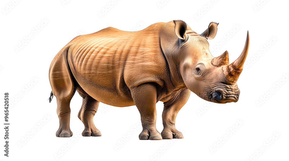 Obraz premium White Rhino Standing on a Grid Pattern Background