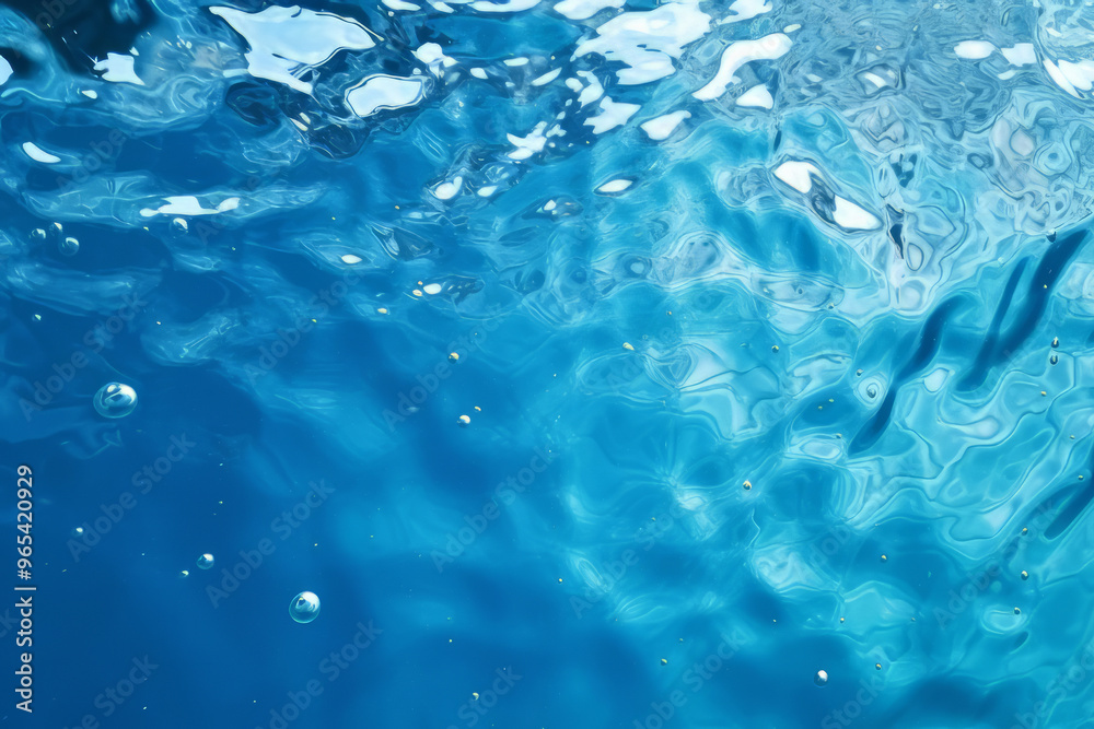 Obraz premium Processed collage of blue water waves texture in sunlight. Background for banner, backdrop