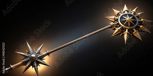 Radiant celestial staff vs dark spiked staff, contrasting designs photo