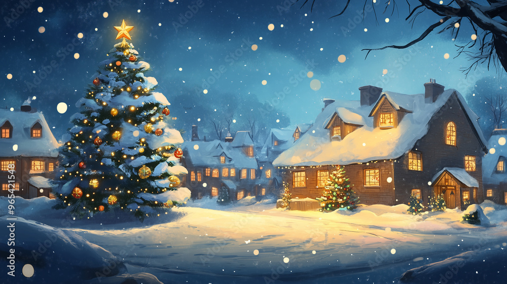 Fototapeta premium Christmas Town Clip Arts Background