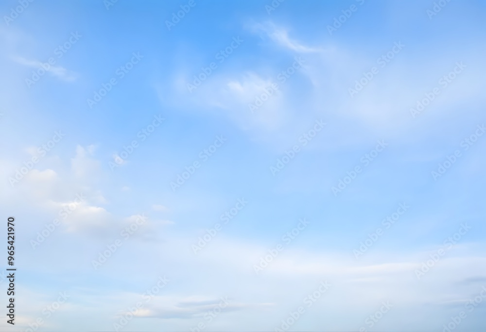  Clear blue sky with fluffy white clouds drifting slowly