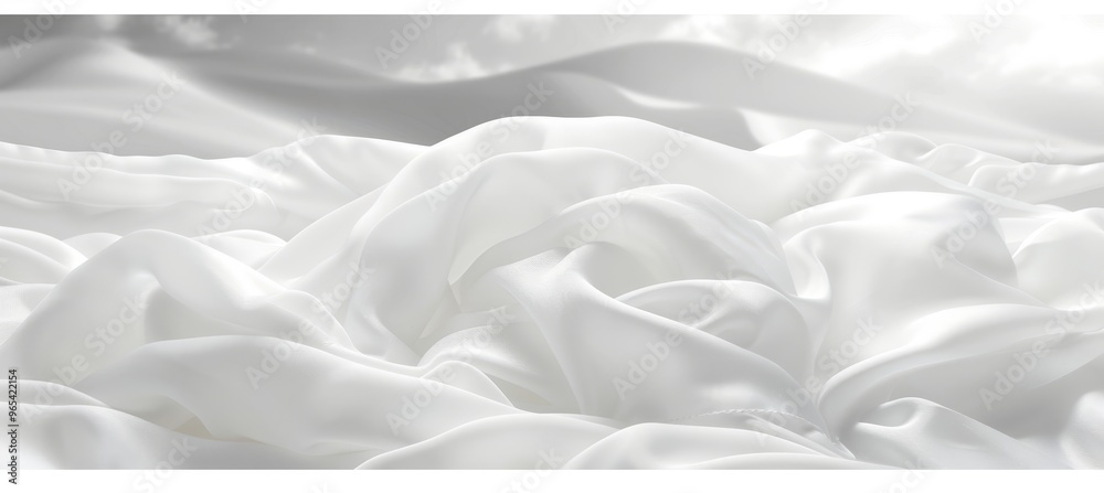 Obraz premium Elegant White Satin Fabric Background, Smooth and Delicate Flow, Liquid and Textural Silk Drapery