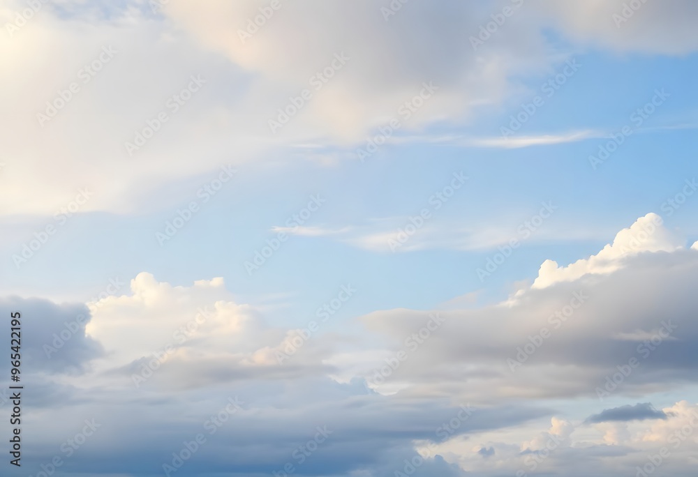 Clear blue sky with fluffy white clouds drifting slowly Clear blue sky with fluffy white clouds drifting slowly