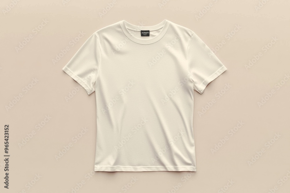 Simple Tshirt Flatlay mockup in beige background created with generative AI Simple Tshirt Flatlay mockup in beige background created with generative AI