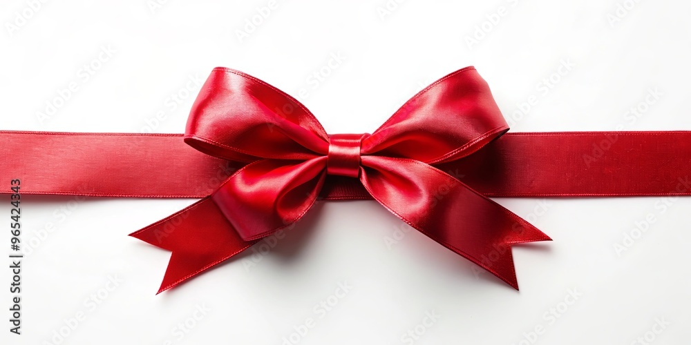 Elegant red ribbon symbolizing awareness or support on a plain surface Elegant red ribbon symbolizing awareness or support on a plain surface