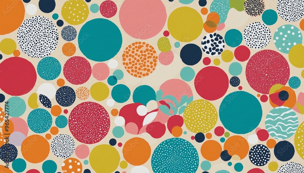 Colorful circle polka dot pattern with collage art texture, illustration Colorful circle polka dot pattern with collage art texture, illustration