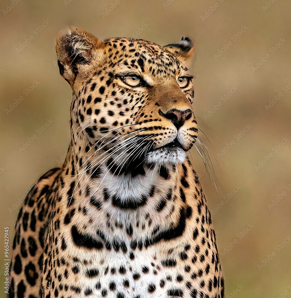 A fierce leopard gazes directly at the camera, showcasing its striking features A fierce leopard gazes directly at the camera, showcasing its striking features