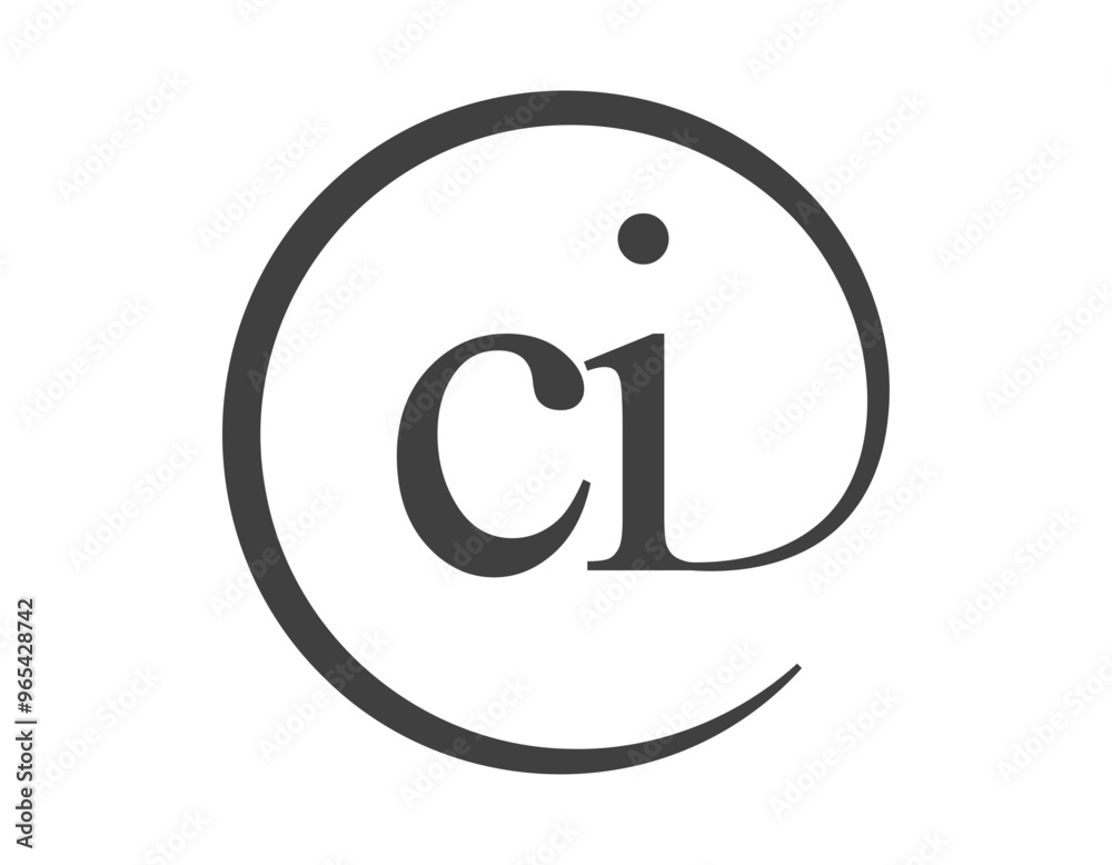 CI logo from two letter with circle shape email sign style. C and I round logotype of business company CI logo from two letter with circle shape email sign style. C and I round logotype of business company