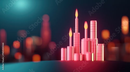 Futuristic Oil and Energy Digital Volatility Charts in Dark Refinery Setting with Copy Space, Selective Focus