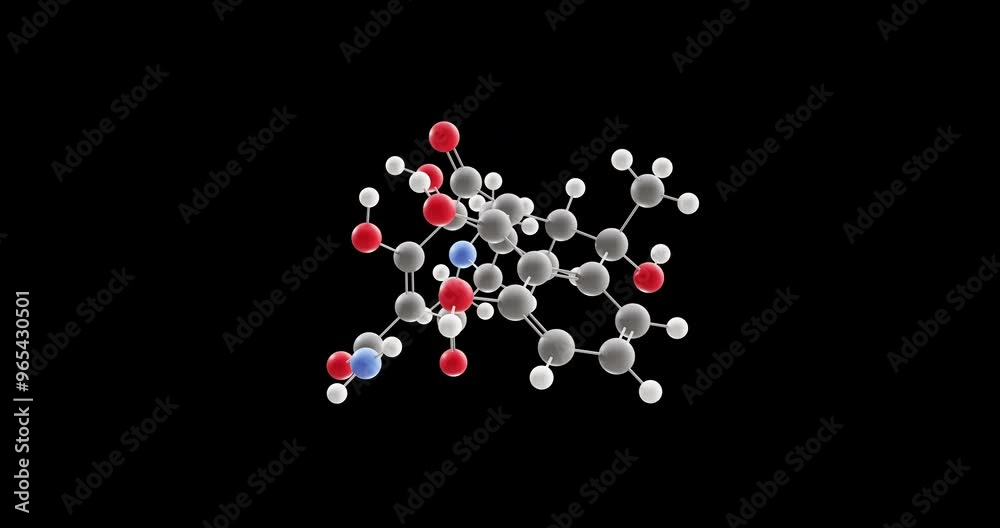 Tetracycline molecule, rotating 3D model of antibiotic, looped video on a black background Tetracycline molecule, rotating 3D model of antibiotic, looped video on a black background