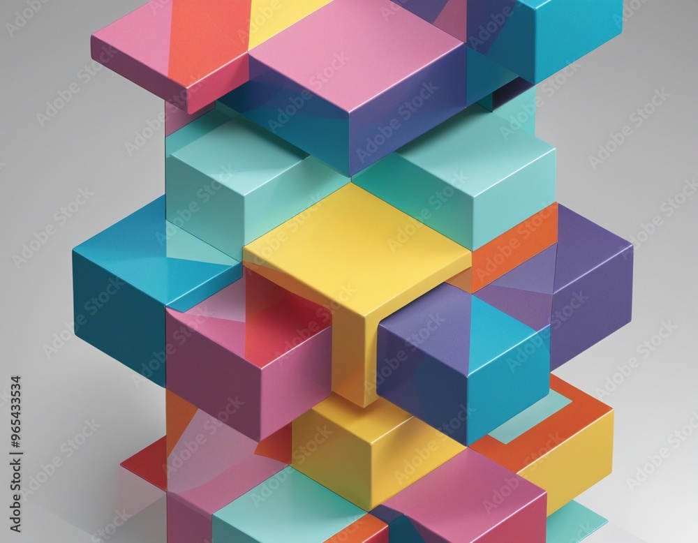 Colorful geometric structure, illustration