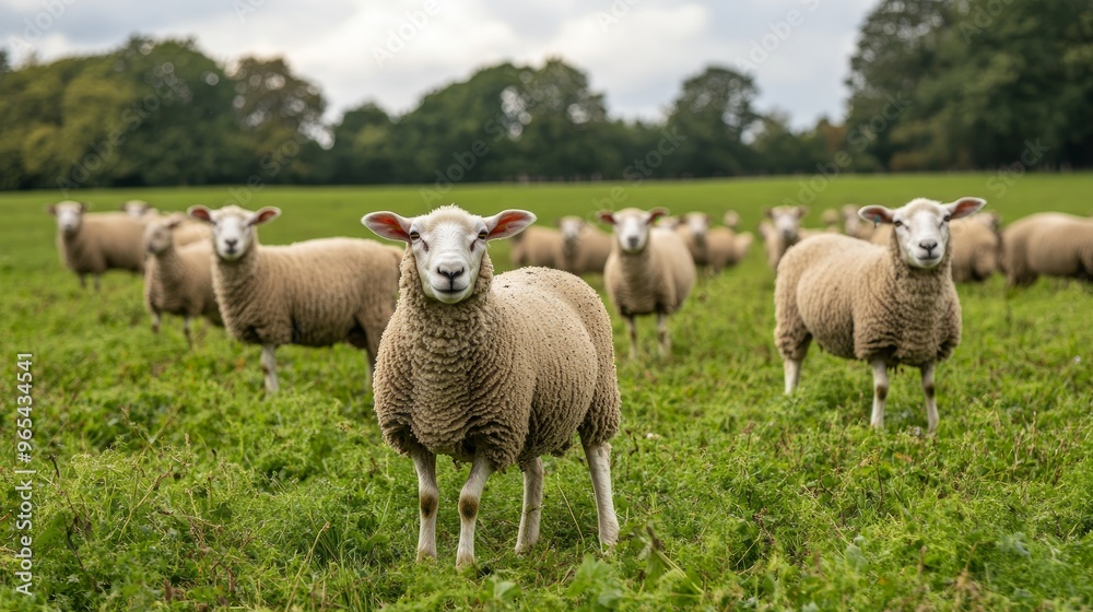Suffolk sheeps living in sheep farm. Suffolks are prolific, early maturing sheep with excellent mutton carcasses. Suffolk sheeps living in sheep farm. Suffolks are prolific, early maturing sheep with excellent mutton carcasses.
