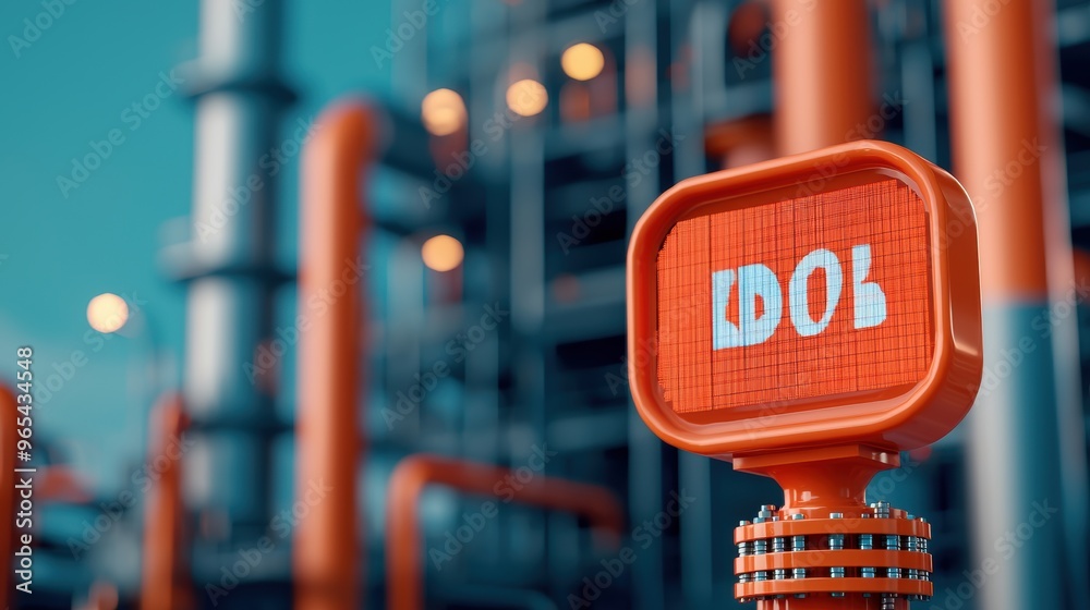 Digital Energy Crisis: Oil Market Volatility in Dark Industrial Scene with Financial Data, Selective Focus, and Copy Space - Digital Energy Crisis: Oil Market Volatility in Dark Industrial Scene with Financial Data, Selective Focus, and Copy Space -