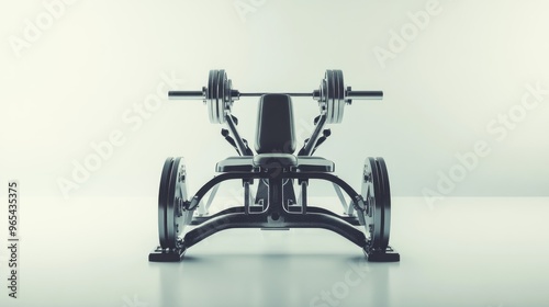 A Silver Barbell on a Black Weight Bench in a Gym