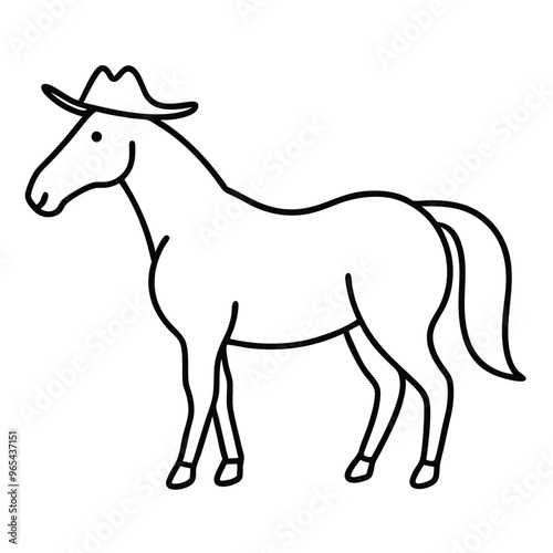 Cowboy Horseback Riding Vector Illustration.