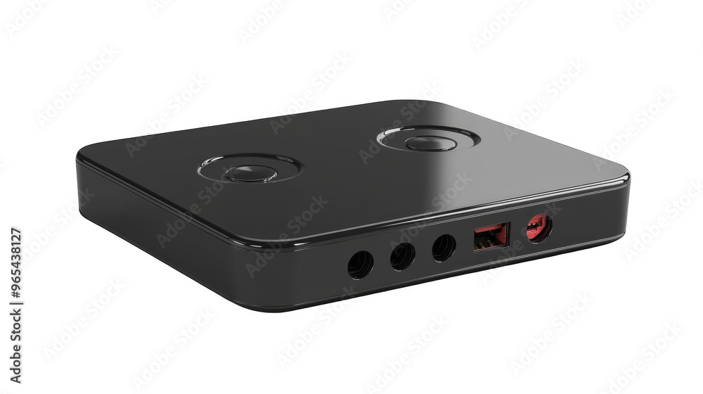 Black Wireless Audio Receiver with Buttons and Ports Black Wireless Audio Receiver with Buttons and Ports
