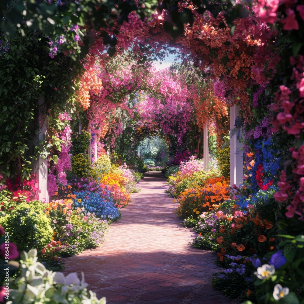 Beautiful Flower Pathway in a Garden with Colorful Blooms
Beautiful Flower Pathway in a Garden with Colorful Blooms