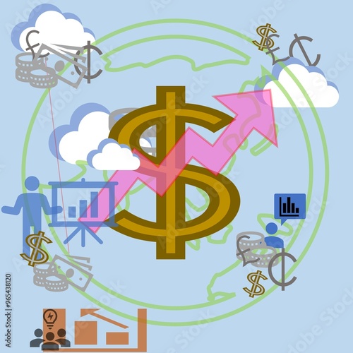 Illustration of a graph of global inflation. They are also interconnected and influence each other.