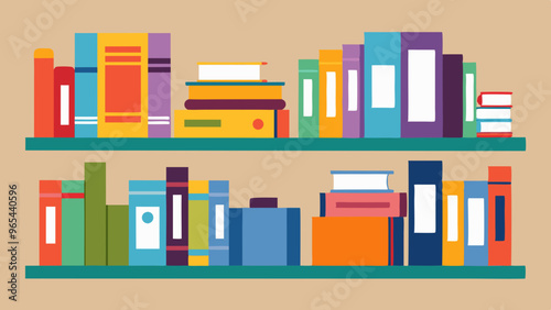 Colorful Bookshelf Organization: Neatly Arranged Books in a Vibrant Display