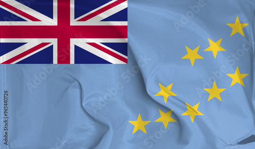 An up close view of Tuvalu flag flying textures
