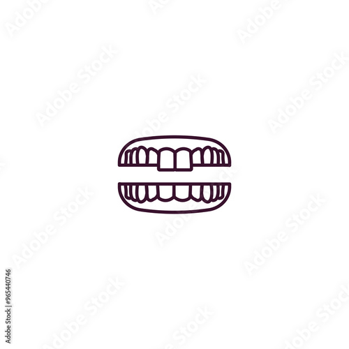 denture outline icon. Linear vector from dentist concept. Thin line denture icon isolated on white background