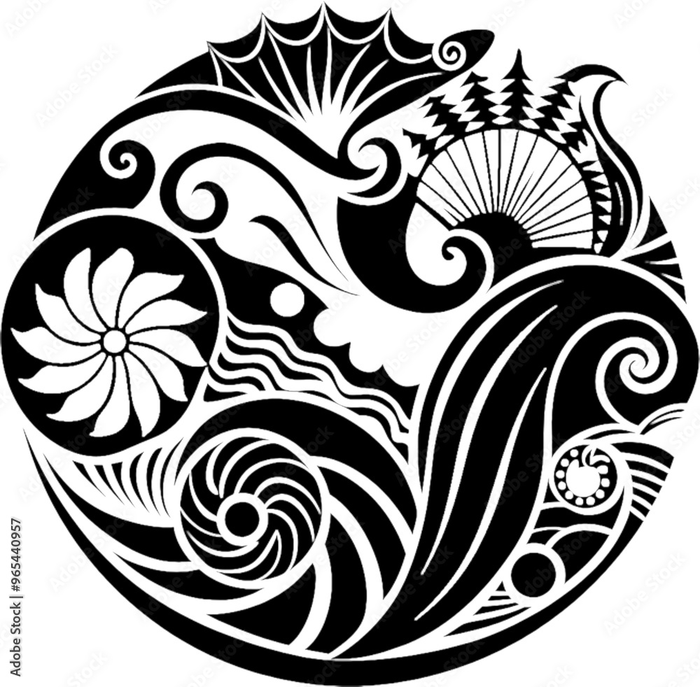 Ocean Mandala with Sea Creatures. Ocean Mandala with Sea Creatures.